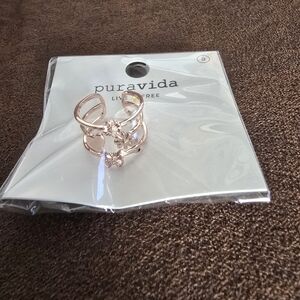 Pura Vida Rose Gold Heart, Flower & Butterfly Stacking Ring Set